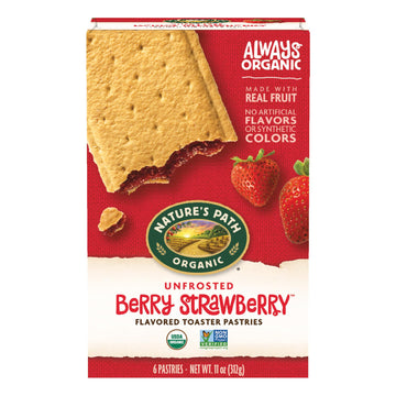 Nature 'S Path Organic Unfrosted Berry Strawberry Toaster Pastries, 11 Ounce (Pack Of 12), Non-Gmo, Made From Real Berries