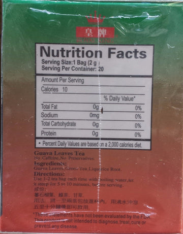Royal King Natural Guava Leaves Herbal Tea (20 Tea Bags) - 3 Box Pack