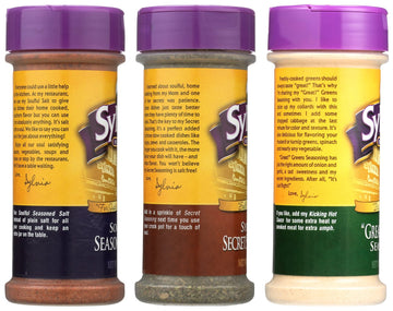 Sylvia's Seasoning Variety Pack - 3 The Sylvias Way! (Great! Greens Seasoning 5.25oz, Soulful Seasoned Salt 7oz, Secret Seasonin