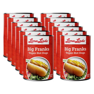 Loma Linda Big Franks - Plant-Based Sausages In Convenient 12-Pack 15Oz Cans For Hearty Meatless Meals