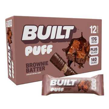 Built Bar, Puff Protein Bars, Brownie Batter Puff, 17G Protein Snacks, On-The-Go Bars, Only 140 Calories, 6G Sugar, Collagen, Gl