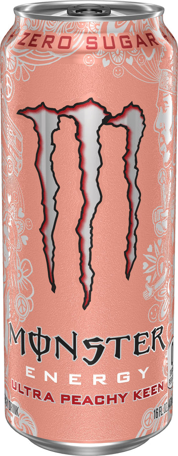 Monster Energy Ultra Peachy Keen, Sugar Free Energy Drink, 16 Oz (Pack Of 15)
