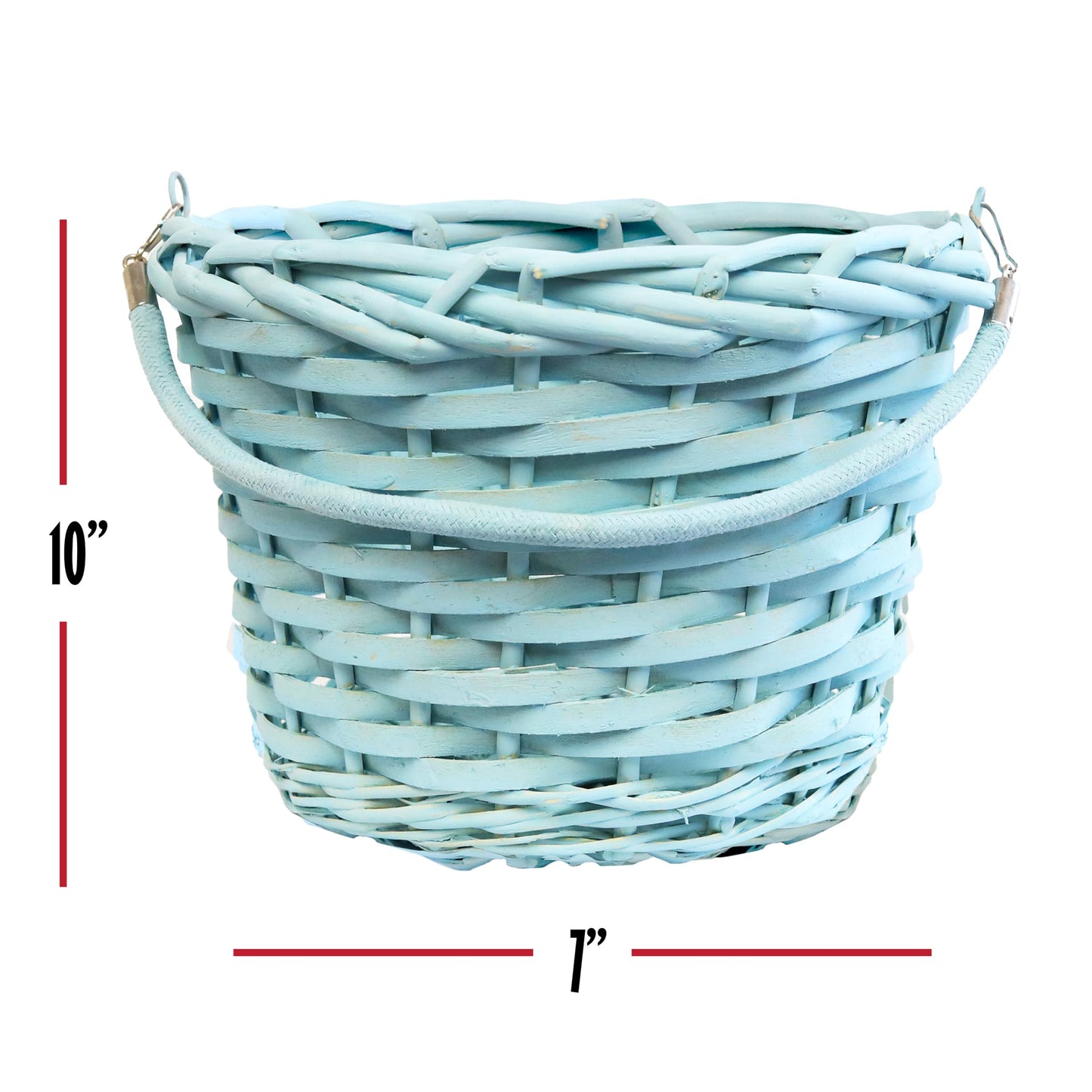 Easter Blue Round Willow Basket (70 Ct) Filled With Treats, Snacks, Candy, Peelable Gummies, Marshmallow Gummies, Bunny And More