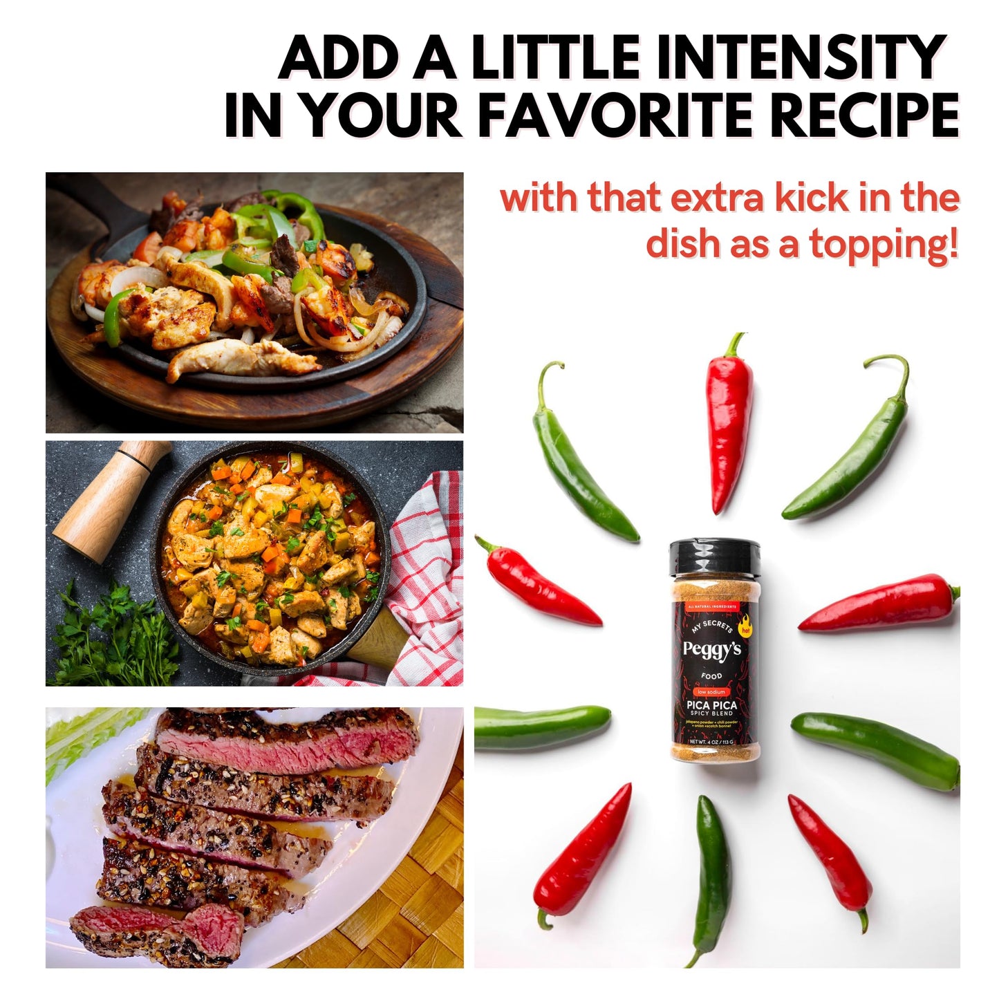MY SECRETS PEGGYS FOOD Pica Pica Spicy Blend, Premium Spice Mix with Jalapeño & Scotch Bonnet, 4 Oz