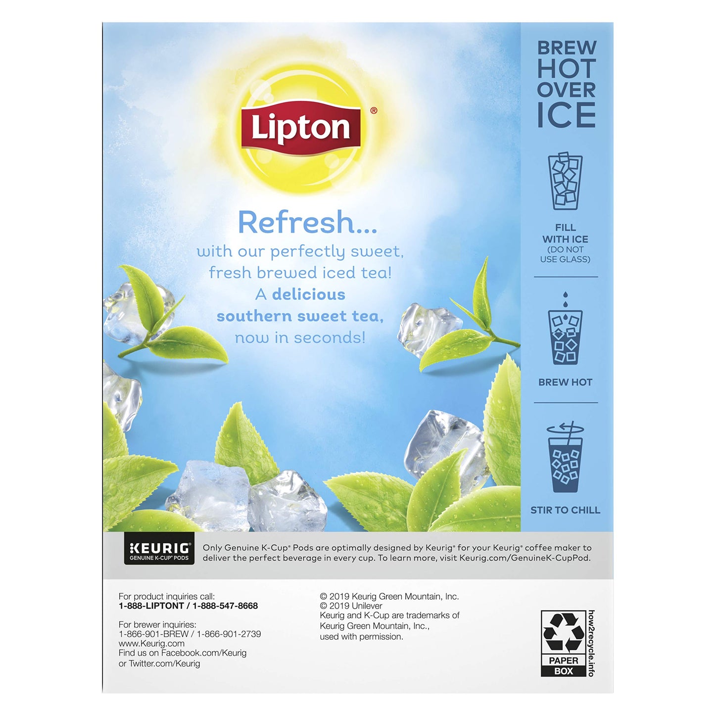 Lipton Iced Tea K-Cups, Southern Sweet Black Tea, 24 Total K-Cup Pods