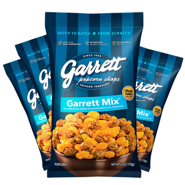 Garrett Popcorn Chicago Classic Cheddar And Caramel Mix, Large Online Retailer Limited Availability 4 Pack, 6.0Oz, Gluten Free, Sweet And Savory Snack, Garrett Mix Gourmet Popcorn