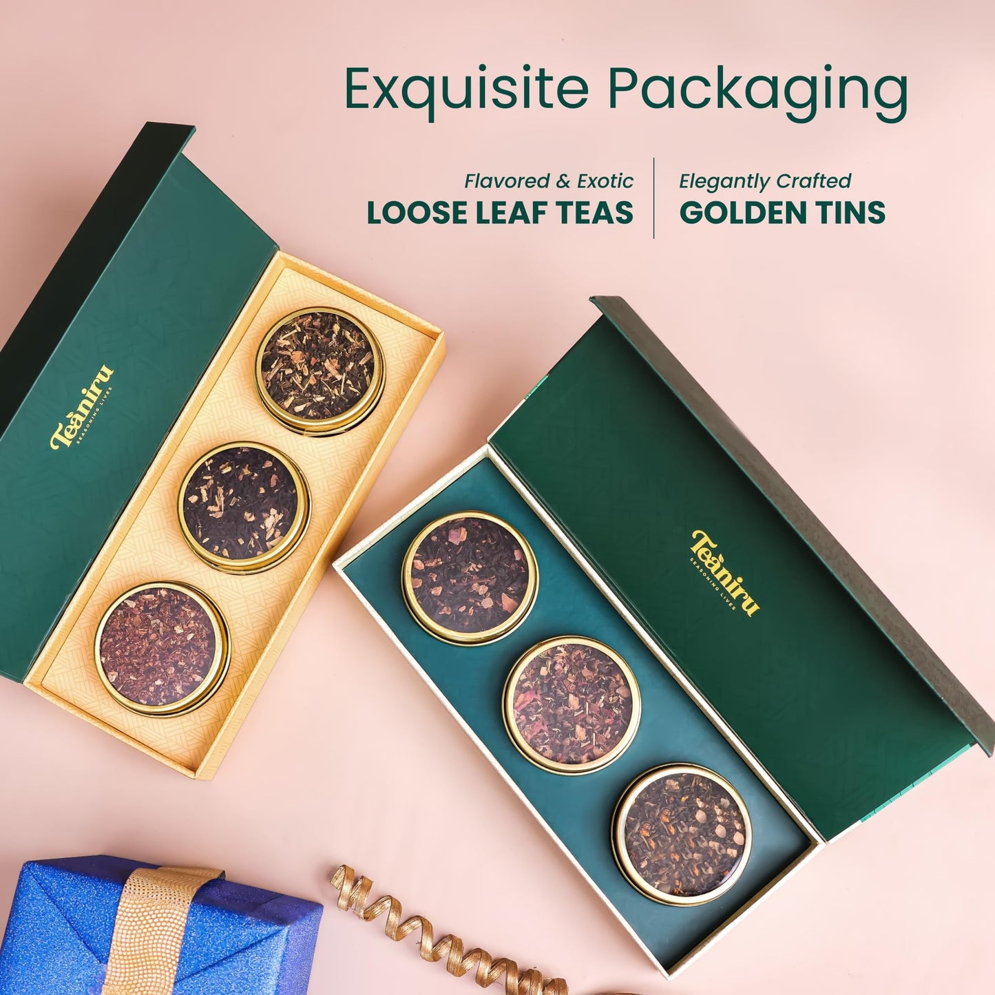 Teaniru, Gourmet Tea Collection - Pack Of 100 | 6 Flavored Loose Leaf Tea Set | Gourmet Tea Gift Sets | Corporate Gifting & Bulk