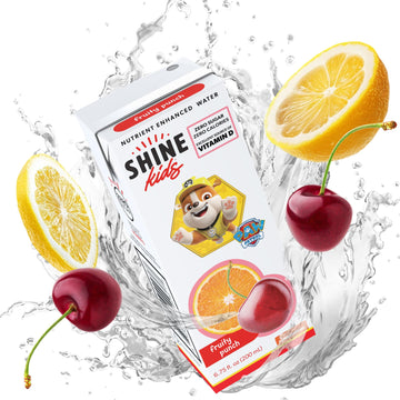 ShineWater Kids x Paw Patrol Vitamin D Fruity Punch Juice Boxes | No Added Sugar | Naturally Flavored Drink for Kids | Vegan Glu