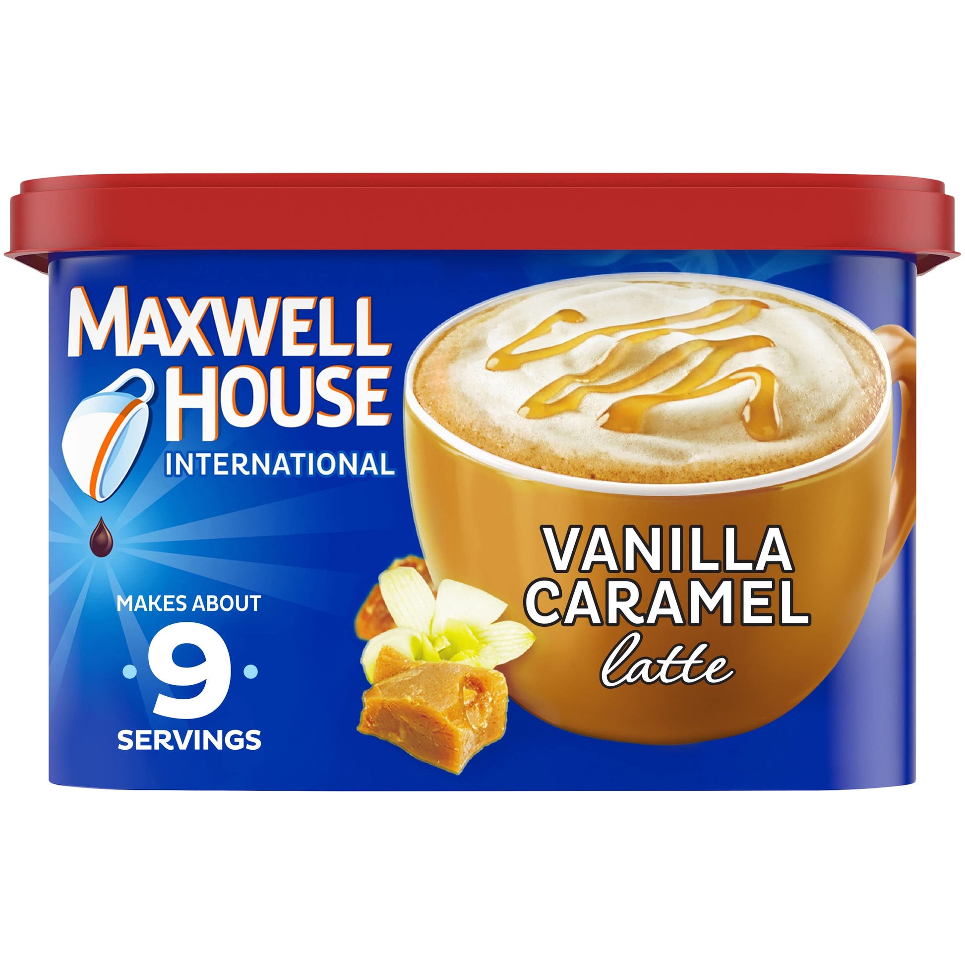 Maxwell House International Vanilla Caramel Latte Caf  -Style Instant Coffee Beverage Mix, 8.7 oz. Canister