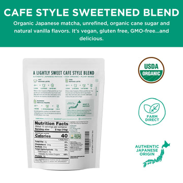 Jade Leaf Matcha Organic Cafe Style Vanilla Matcha Latte Green Tea Powder, Premium Barista Crafted Mix, Authentically Japanese,