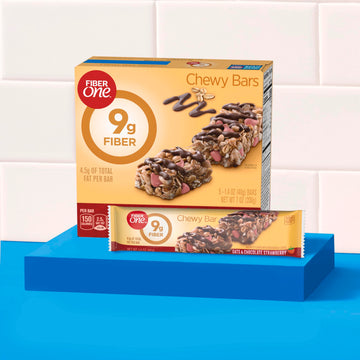 Fiber One Chewy Bars, Oats & Chocolate Strawberry Fiber Snacks, 5 Count, 7 oz