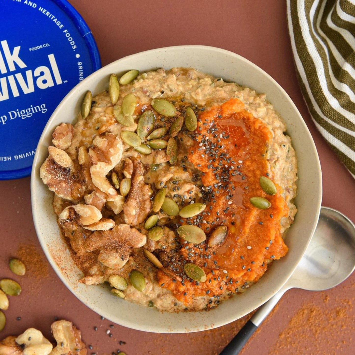 Folk Revival Hot Cereal - 20G Protein, Net Carbs, High Fiber Instant Meal With Acorns - Non Gmo, Gluten Free, Keto Friendly (6 C