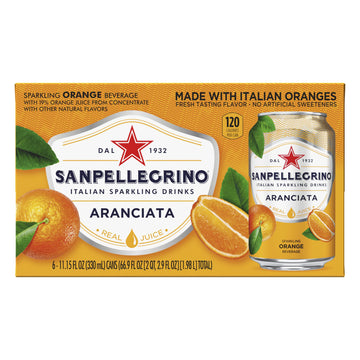 Sanpellegrino, Orange Italian Sparkling Drinks, 11.15 Fl Oz Cans, 6 Pack