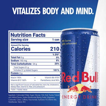 Red Bull Energy Drink, 151mg Caffeine, Taurine & B Vitamins, 16 Fl Oz, 12 Pack, Model RB33049