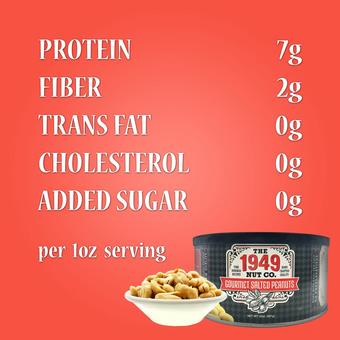 The 1949 Nut Co. Gourmet Salted Virginia Peanuts, Oil Roasted, 20 oz., Extra-Large, Hand-Cooked in the USA