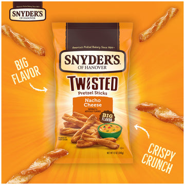 Snyder'S Of Hanover, Nacho Cheese Twisted Pretzel Sticks, 12-Oz. Bag