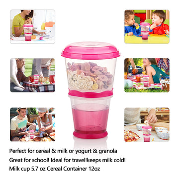 Cereal On The Go, Cup Container Breakfast Drink Milk Cups Portable Yogurt And Travel To-Go Food Containers Storage With Spoon(Re