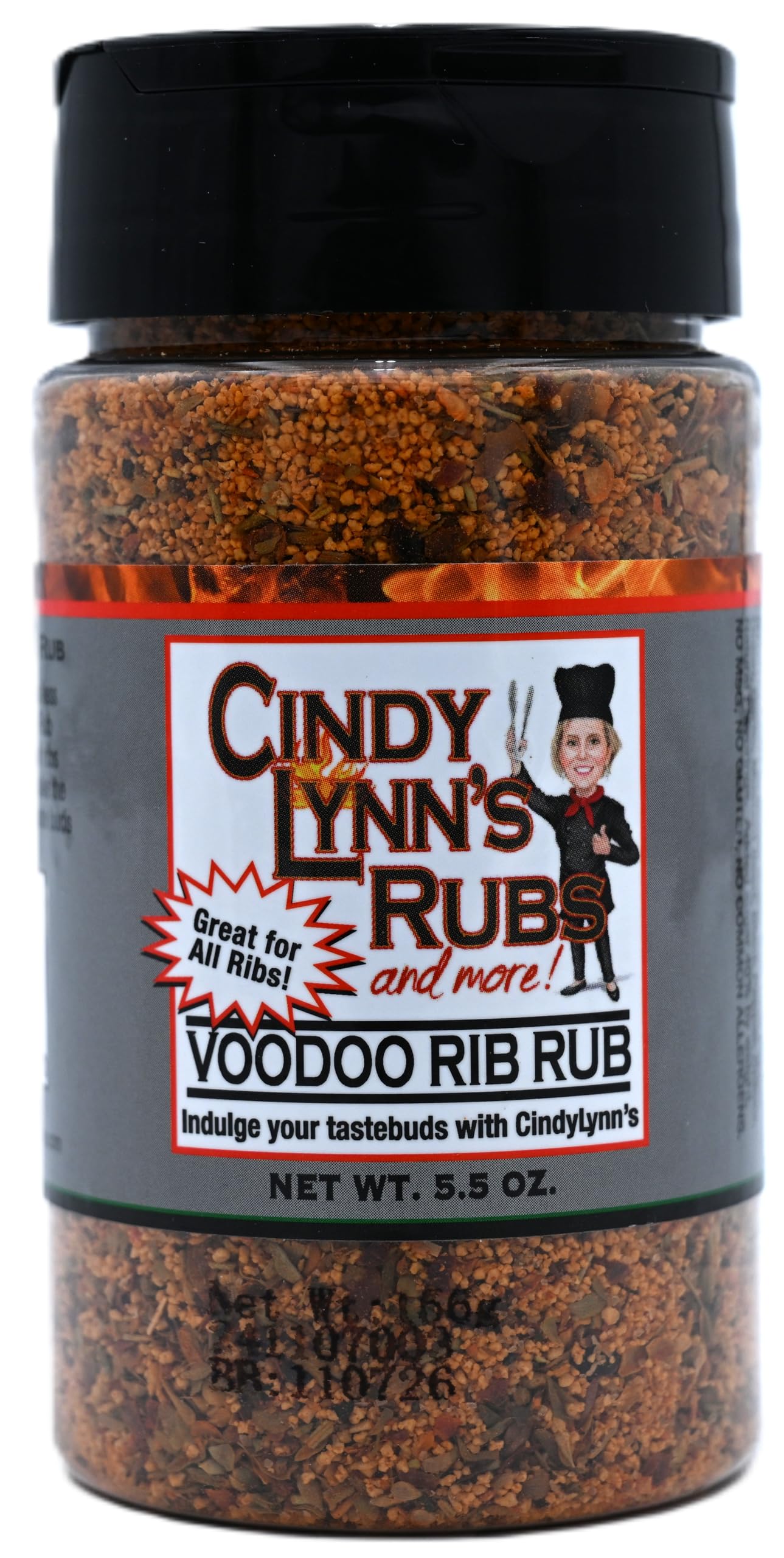 Cindy Lynns Voodoo Rib Rub And Seasoning 5.8 Oz (Pack Of 1) Meat Rub For Poultry Pork & Beef No Msg Aromatic Use Spice