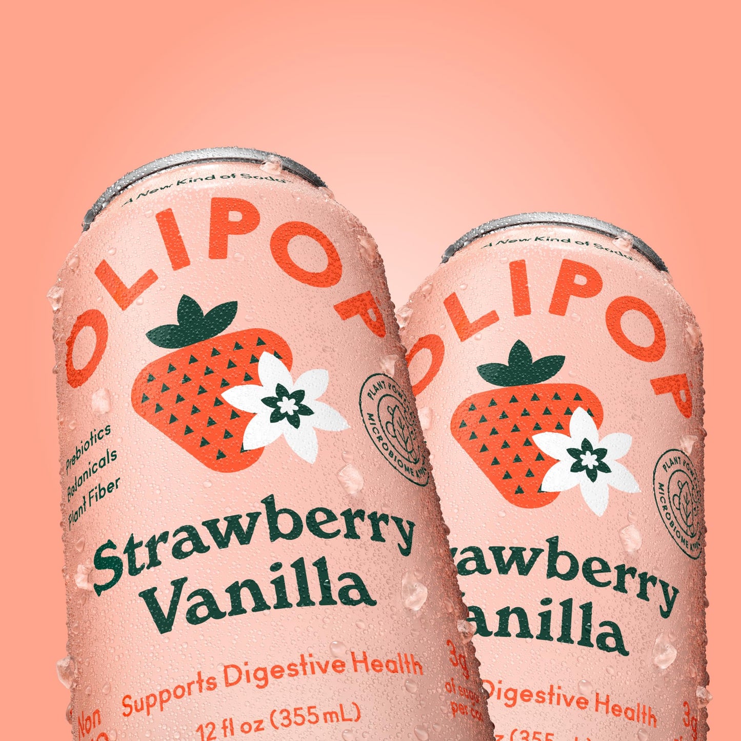 OLIPOP Prebiotic Soda Pop, Strawberry Vanilla, Pantry Pack Packed with Prebiotics, Fiber, and Botanicals, Gluten Free, Vegan, GM