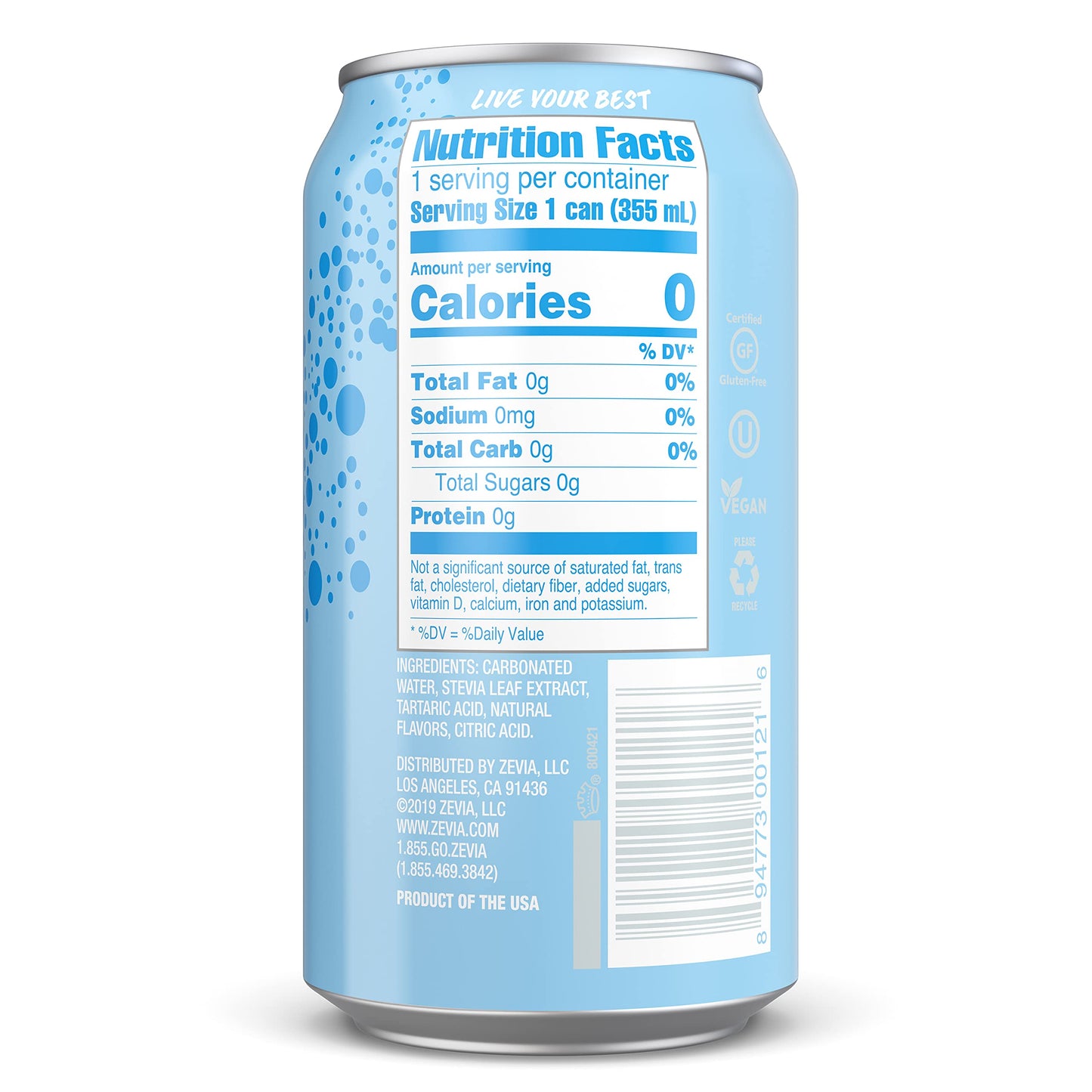 Zevia All Natural Soda Caffeine Free Cola, 12 Fl Oz, Pack of 24, Model 00121-12