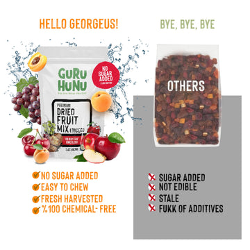 GURU HUNU Dried Fruit Mix, No Sugar Added, 32 Ounce, Chemical Free, Dehydrated Fruit Medley for Snacks and Trail Mix