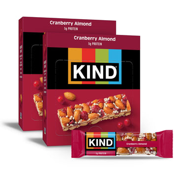 KIND Nut Bars, Cranberry Almond, Healthy Snack Bars, Gluten Free, Low Sugar, 6g Protein, 24 Count