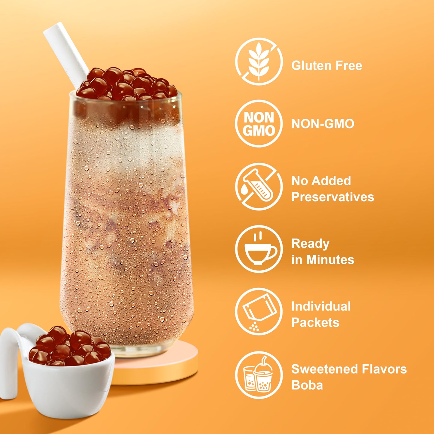 J Way Instant Boba Bubble Pearl Milk Tea Kit With Authentic Crme Brulee Tapioca Boba, Ready In Under One Minute, Paper Straws In