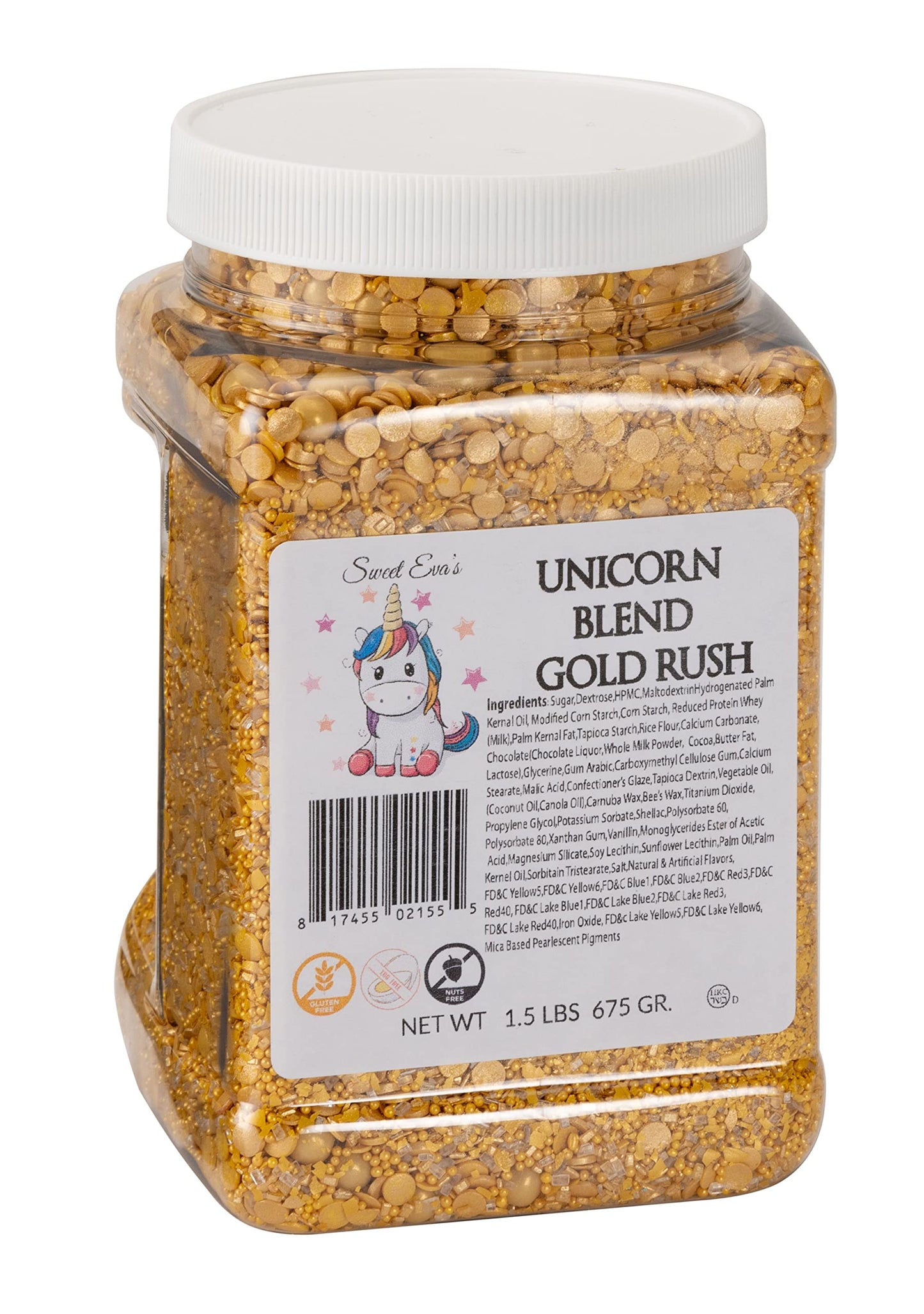 UNICORN BLEND GOLD RUSH -Gluten-free,Egg Free,Nuts Free,Kosher,Sprinkle Medley Mix,For Baking,Decorating,Cookies,Cupcakes,Cakes,