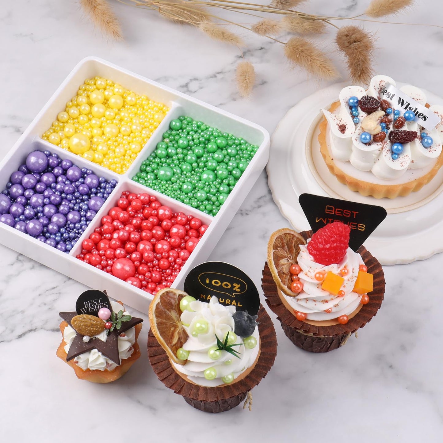 Sprinkles For Cake Decorating, Red Pearl Sprinkles Mix For Ice Cream, Cupcake, Baking, Cookies, Cake Toppings