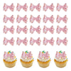 Foowztao 24 Pink Bow Cupcake Toppers Bowknot Cake Toppers Selected Princess Wedding Baby Shower Birthday Party Supplies