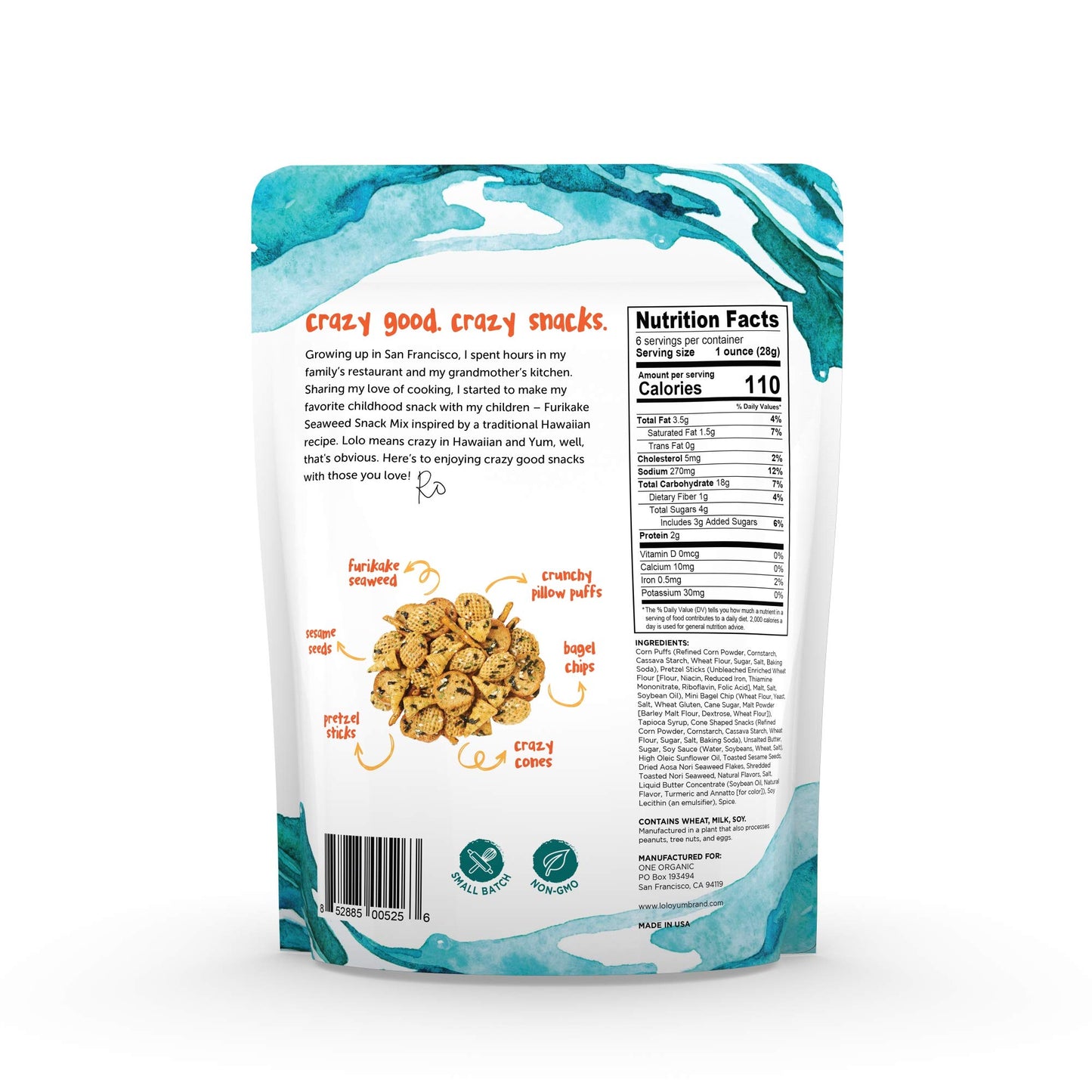 Loloyum Furikake Seaweed Snack Mix (Original, 6Oz X 2 Packs)