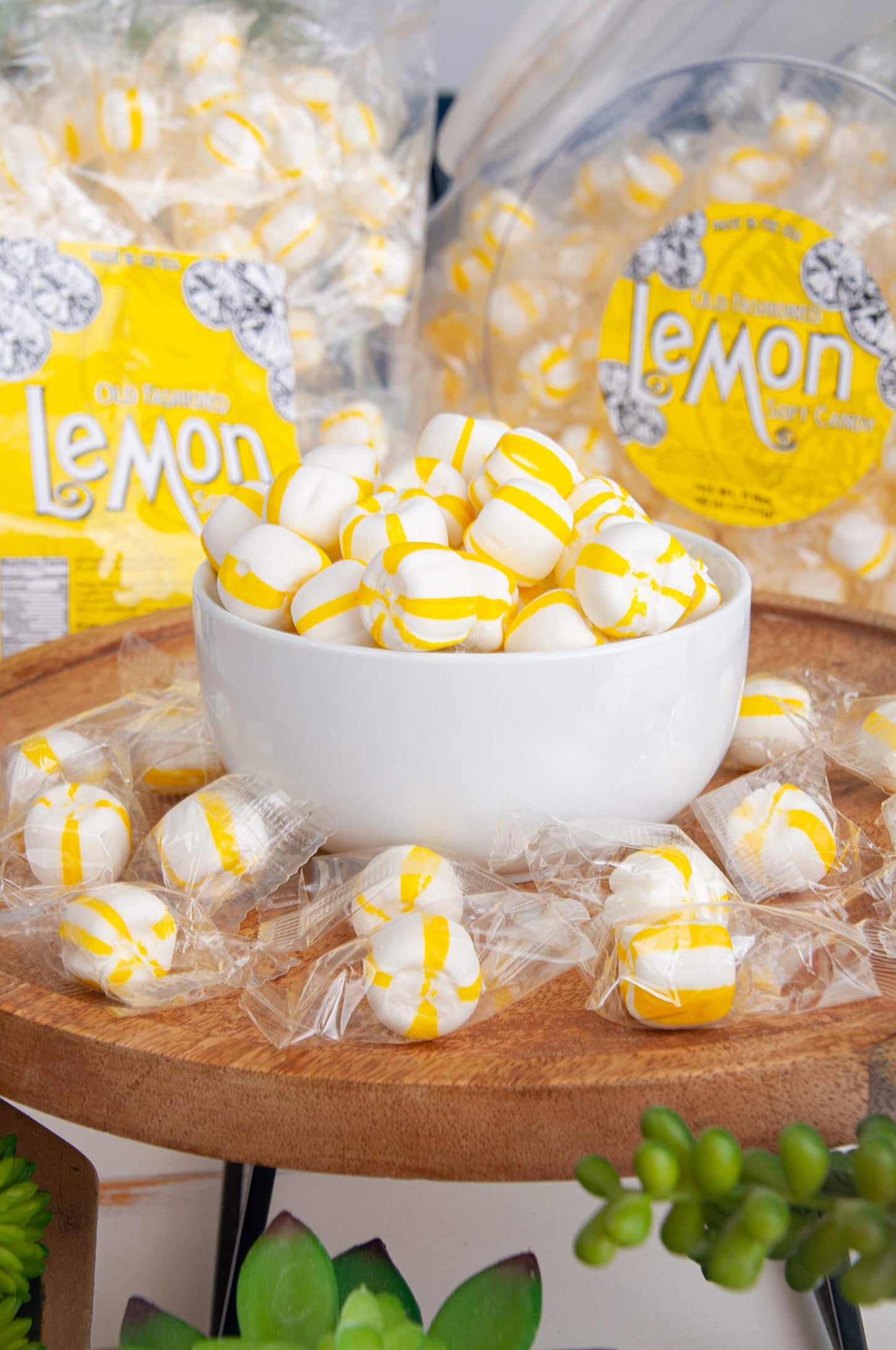Stewart Old Fashioned Lemon Flavored Pure Sugar Candy Puff Balls, 2 lb Bag - Fat-Free, Gluten-Free, Individually Wrapped Snack