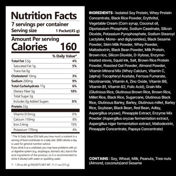 FLIMEAL Black Sesame Protein Shake - 22g Protein, Low Sugar, Keto-Friendly, 1.59oz (Pack of 7)