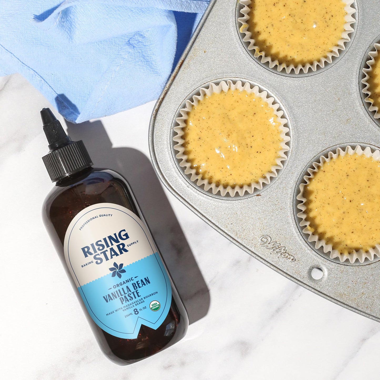 Rising Star Organic Vanilla Bean Paste - Non-GMO, Vegan, Gluten-Free - 8 oz Squeeze Bottle