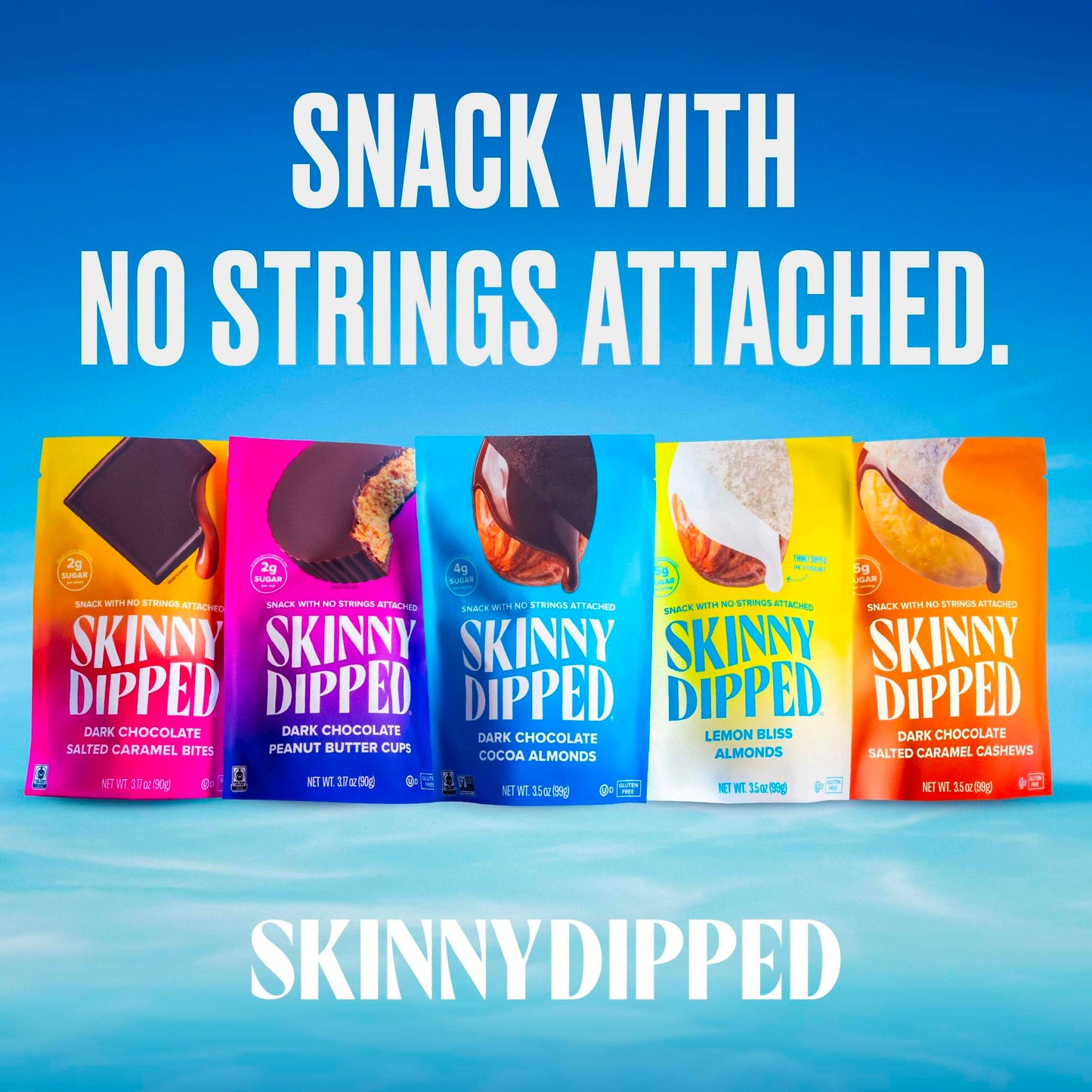 Skinnydipped Dark Chocolate Salted Caramel Cashews, Healthy Snack, Plant Protein, Gluten Free, 3.5 Oz Resealable Bags, Pack Of 1