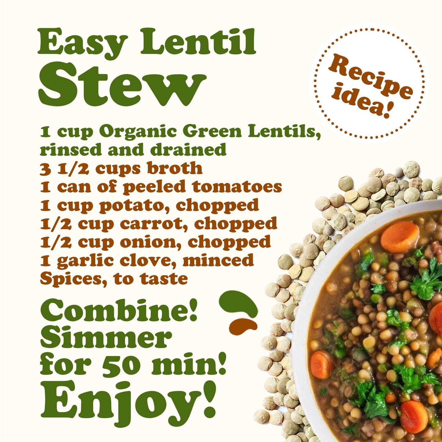 Food to Live Organic Whole Green Lentils, 2.5 Pounds - Non-GMO, Dried Raw Beans, Sproutable, Vegan, Kosher, Bulk. High in Folate