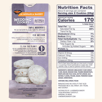 Mexican Wedding Cookies, 6 Ounce (Pack Of 3), Buttery Cookies With Pecans And Dusted With Powdered Sugar By La Monarca Bakery