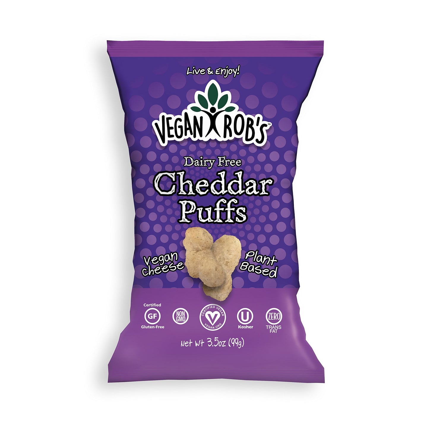 Vegan Robs Puffs, Cheddar | Dairy Free, Made with Vegan Cheese, Gluten-Free Snack, Plant Based, Vegan-Friendly, Non GMO | 3.5 O