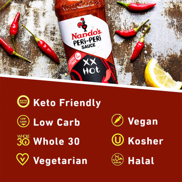 Nandos PERi PERi Extra Hot Sauce - Spicy Sauces, Seasoning or Marinade for Meat, Fish, Rice or Vegetables - No Artificial Colors