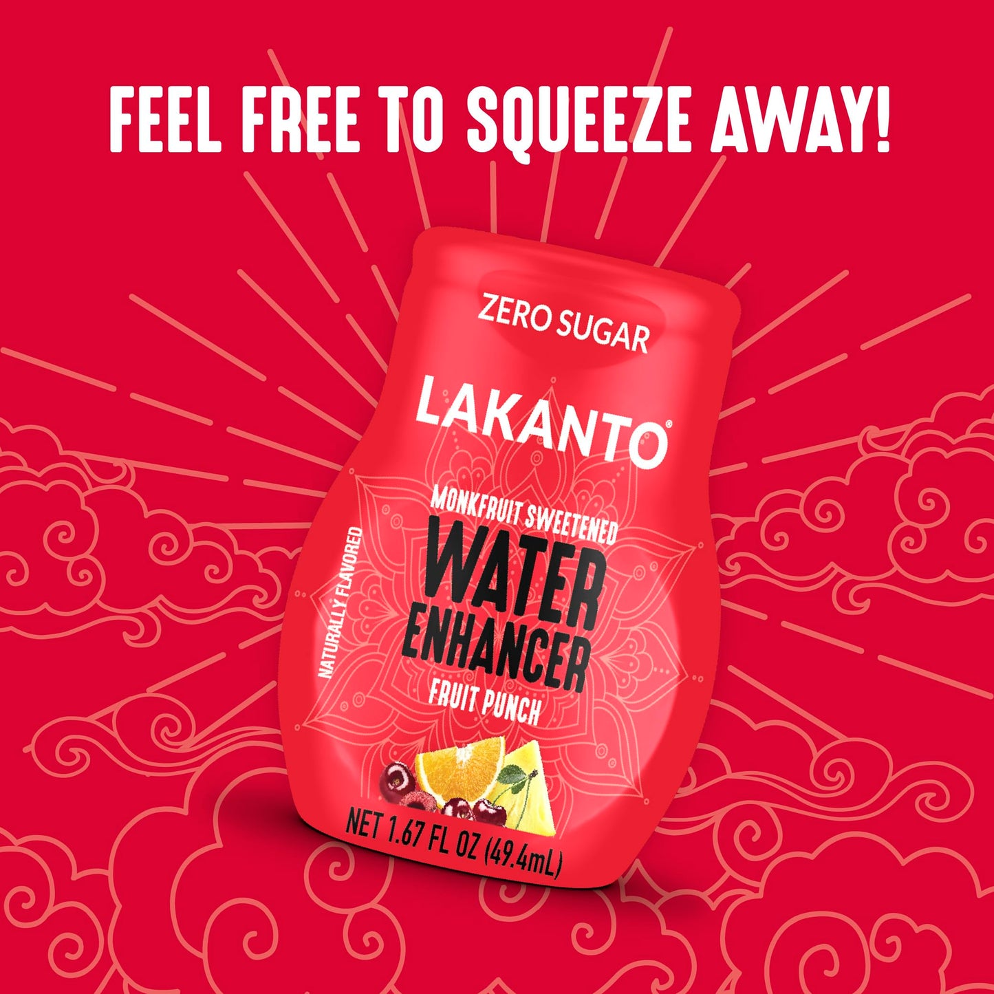 Lakanto Sugar Free Water Enhancer - Sweetened With Monk Fruit Sweetener And Erythritol, On The Go Liquid H2O Hydration, Zero Sugar, Naturally Flavored - Fruit Punch (1.67 Fl Oz - Pack Of 1)