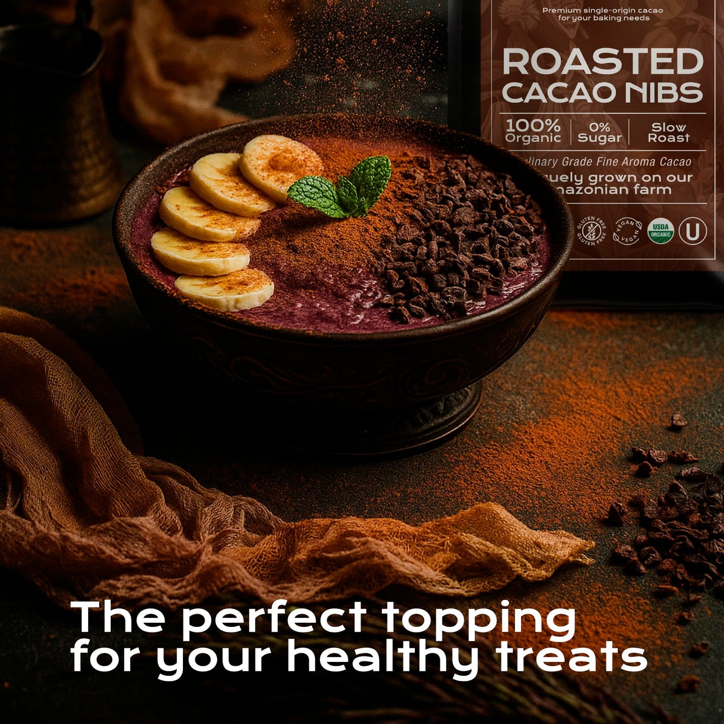 U Chocolate Creations Organic Cacao Nibs 16 oz - 100% Natural, 0% Sugar, Perfect for Snacks and Baking