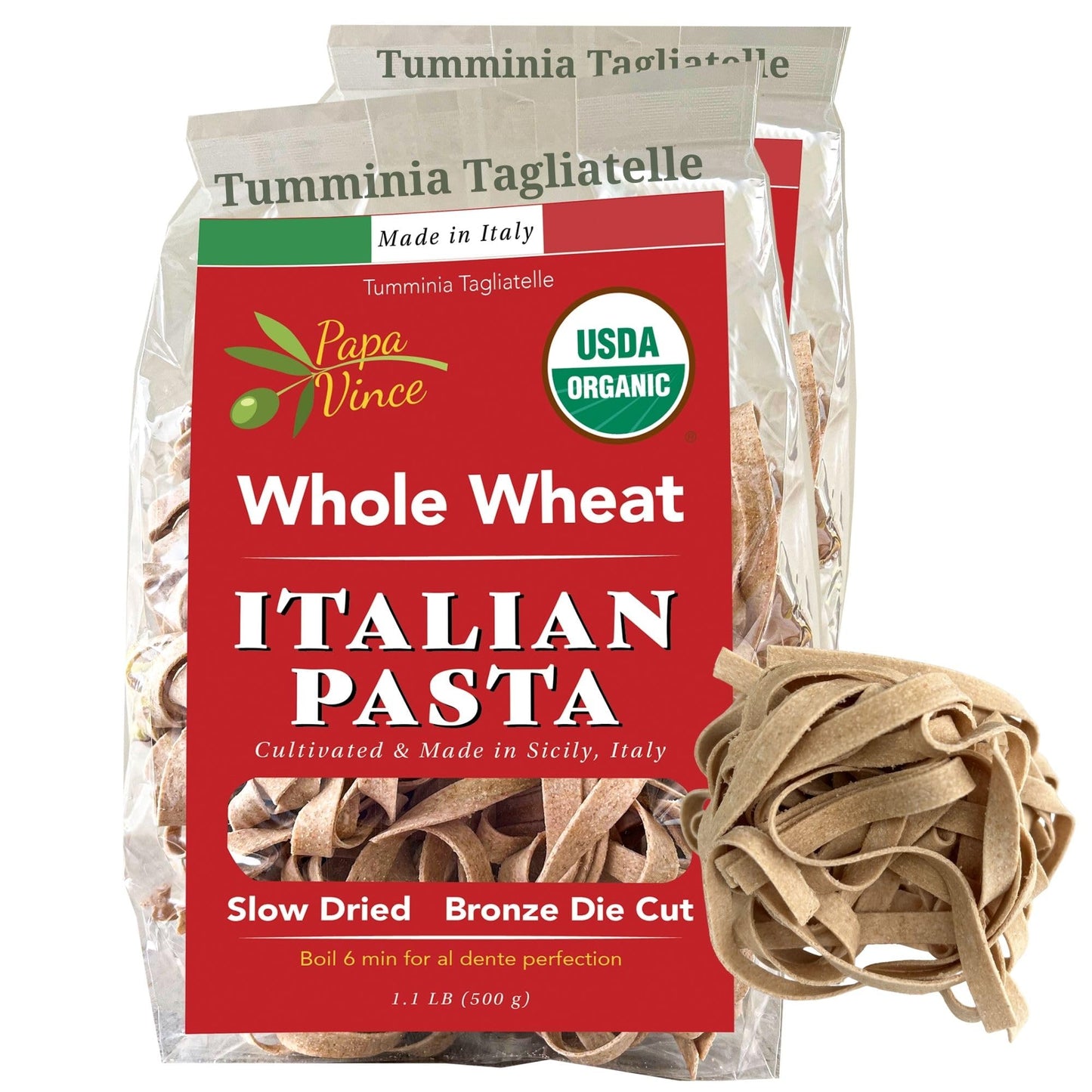 Papa Vince Organic Diabetic Friendly Pasta: Low GI Organic Whole Wheat Italian Pasta Made in Italy from Ancient Heirloom Grain.