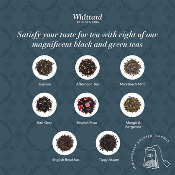 Whittard Of Chelsea - Tea Discoveries, A Taste Of Tea - Gift Box Includes - 4 Black Teabags, 3 Green Tea Bags & 1 Oolong Tea Bag