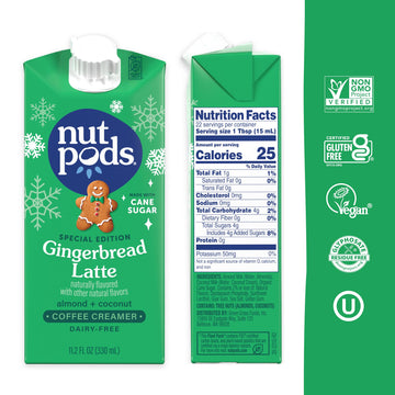 Nutpods Gingerbread Latte Non Dairy Coffee Creamer, Sweetened With Organic Cane Sugar, Made From Almonds And Coconuts, Gluten Fr