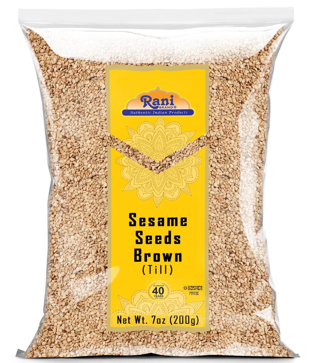 Rani Sesame Seeds Whole Brown, Raw (Till) 7oz (200gm) ~ All Natural | Gluten Friendly | NON-GMO | Kosher | Vegan | Indian Origin