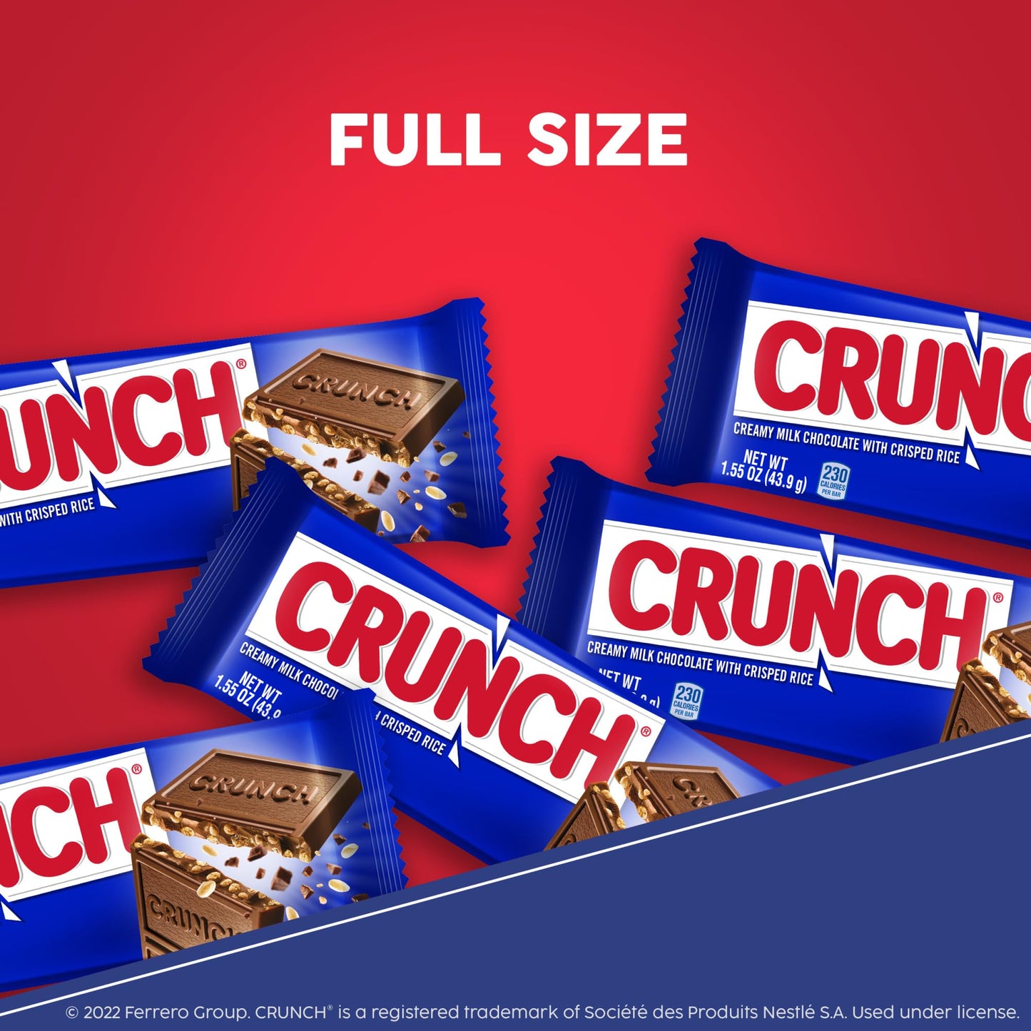 Crunch, Bulk 18 Count, Milk Chocolate and Crisped Rice, Full Size, Individually Wrapped Candy Bars, Halloween Candy, 1.55 oz Eac