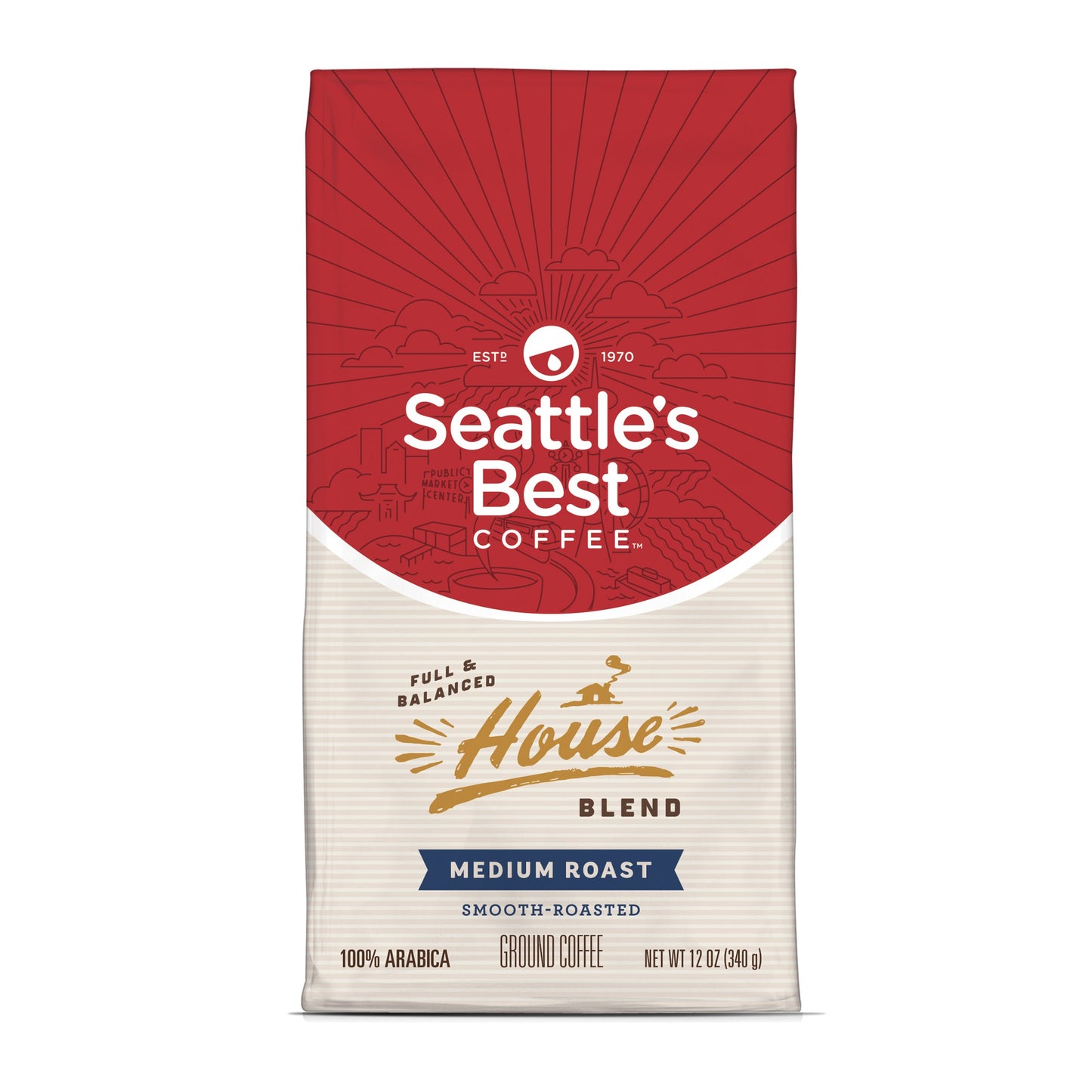 Seattle'S Best Coffee House Blend Medium Roast Ground Coffee, 12 Ounce (Pack Of 1)