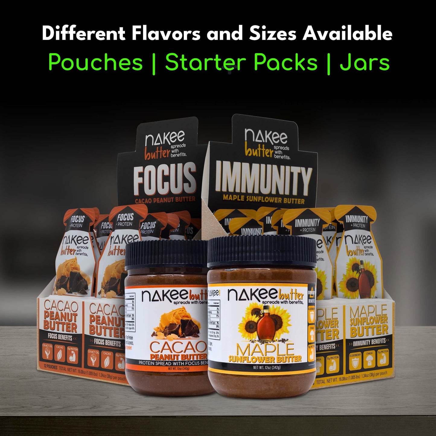 Nakee Butter High-Protein Keto Peanut Butter with Cacao & MCT Oil, 12g Protein, 1.34 oz (Pack of 6)