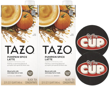 Tazo Pumpkin Spice Latte Black Tea Concentrate, 32 Oz (Pack Of 2) With Coasters