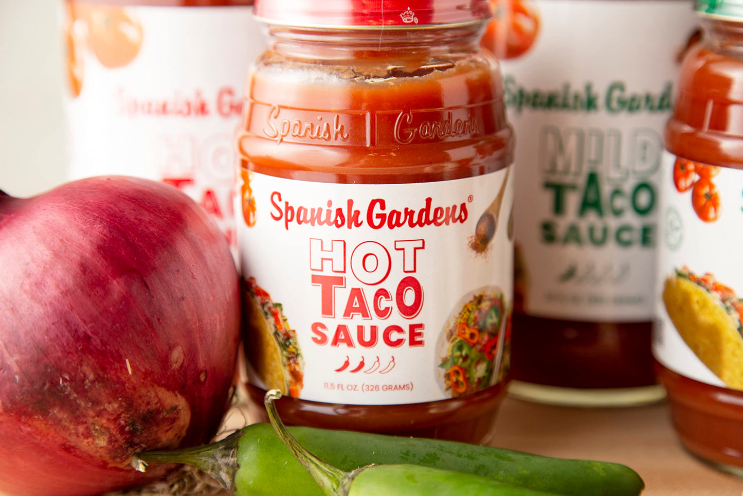 Spanish Gardens Taco Sauce (6 Pack) - Hot Taco Sauce for Authentic Mexican Food - Original Family Recipe, Spicy Sauce for Tex Me